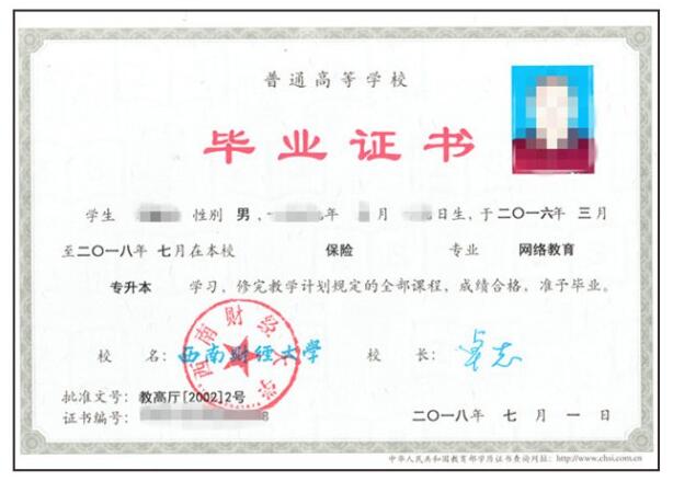西南財(cái)經(jīng)大學(xué)網(wǎng)絡(luò)教育畢業(yè)證