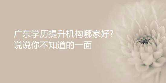 廣東學(xué)歷提升機(jī)構(gòu)哪家好?說說你不知道的一面