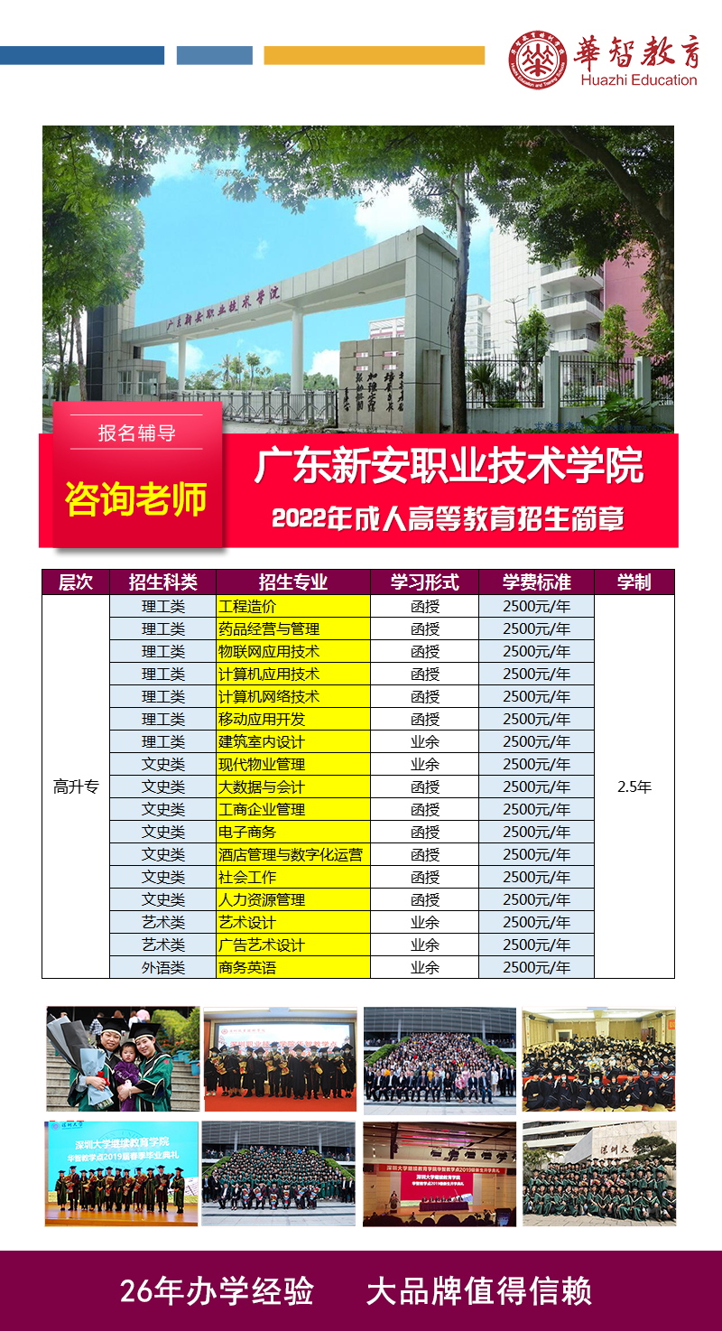 廣東新安職業(yè)技術(shù)學(xué)院成人高考招生簡章